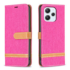 Custodia Portafoglio In Pelle Cover con Supporto B16F per Xiaomi Redmi 12 4G Rosa Caldo