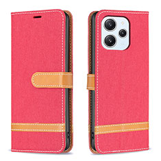 Custodia Portafoglio In Pelle Cover con Supporto B16F per Xiaomi Redmi 12 4G Rosso
