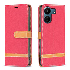 Custodia Portafoglio In Pelle Cover con Supporto B16F per Xiaomi Redmi 13C Rosso