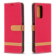 Custodia Portafoglio In Pelle Cover con Supporto B16F per Xiaomi Redmi Note 10 Pro 4G Rosso
