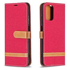Custodia Portafoglio In Pelle Cover con Supporto B16F per Xiaomi Redmi Note 10S 4G Rosso