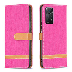 Custodia Portafoglio In Pelle Cover con Supporto B16F per Xiaomi Redmi Note 11 Pro 4G Rosa Caldo