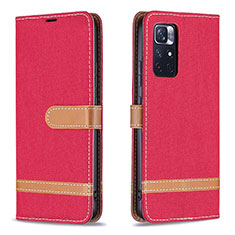 Custodia Portafoglio In Pelle Cover con Supporto B16F per Xiaomi Redmi Note 11S 5G Rosso