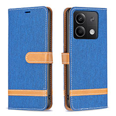 Custodia Portafoglio In Pelle Cover con Supporto B16F per Xiaomi Redmi Note 13 5G Blu