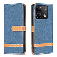 Custodia Portafoglio In Pelle Cover con Supporto B16F per Xiaomi Redmi Note 13 5G Cielo Blu