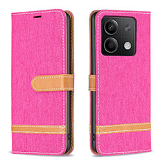 Custodia Portafoglio In Pelle Cover con Supporto B16F per Xiaomi Redmi Note 13 5G Rosa Caldo