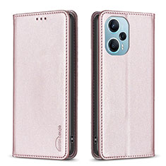 Custodia Portafoglio In Pelle Cover con Supporto B17F per Xiaomi Poco F5 5G Oro Rosa