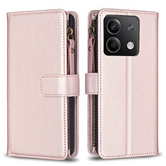 Custodia Portafoglio In Pelle Cover con Supporto B17F per Xiaomi Redmi Note 13 5G Oro Rosa