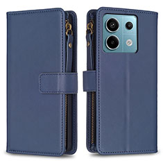 Custodia Portafoglio In Pelle Cover con Supporto B17F per Xiaomi Redmi Note 13 Pro 5G Blu