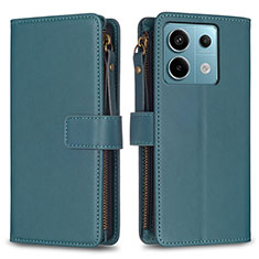Custodia Portafoglio In Pelle Cover con Supporto B17F per Xiaomi Redmi Note 13 Pro 5G Verde