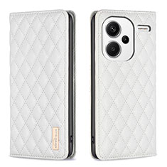 Custodia Portafoglio In Pelle Cover con Supporto B19F per Xiaomi Redmi Note 13 Pro+ Plus 5G Bianco