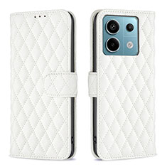 Custodia Portafoglio In Pelle Cover con Supporto B20F per Xiaomi Redmi Note 13 Pro 5G Bianco
