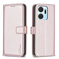 Custodia Portafoglio In Pelle Cover con Supporto B22F per Huawei Honor X7a Oro Rosa