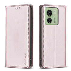 Custodia Portafoglio In Pelle Cover con Supporto B22F per Motorola Moto Edge (2023) 5G Oro Rosa