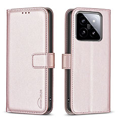 Custodia Portafoglio In Pelle Cover con Supporto B22F per Xiaomi Mi 14 Pro 5G Oro Rosa