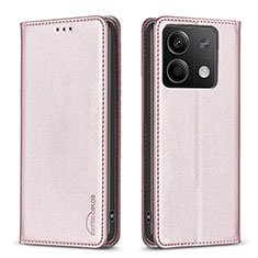 Custodia Portafoglio In Pelle Cover con Supporto B22F per Xiaomi Redmi Note 13 5G Oro Rosa