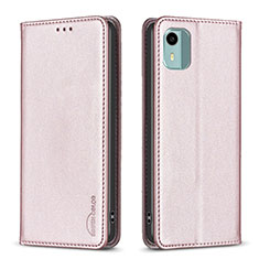Custodia Portafoglio In Pelle Cover con Supporto B23F per Nokia C12 Oro Rosa