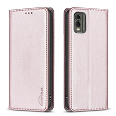 Custodia Portafoglio In Pelle Cover con Supporto B23F per Nokia C210 Oro Rosa