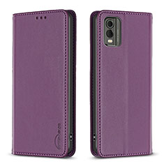Custodia Portafoglio In Pelle Cover con Supporto B23F per Nokia C210 Viola