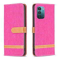 Custodia Portafoglio In Pelle Cover con Supporto B24F per Nokia G11 Rosa Caldo