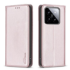Custodia Portafoglio In Pelle Cover con Supporto B24F per Xiaomi Mi 14 Pro 5G Oro Rosa