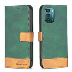 Custodia Portafoglio In Pelle Cover con Supporto B25F per Nokia G11 Verde