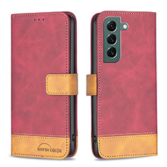Custodia Portafoglio In Pelle Cover con Supporto BF2 per Samsung Galaxy S22 5G Rosso