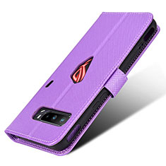 Custodia Portafoglio In Pelle Cover con Supporto BY1 per Asus ROG Phone 3 Strix ZS661KS Viola