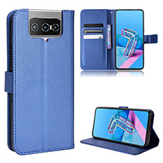 Custodia Portafoglio In Pelle Cover con Supporto BY1 per Asus Zenfone 7 ZS670KS Blu