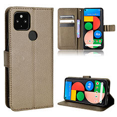 Custodia Portafoglio In Pelle Cover con Supporto BY1 per Google Pixel 4a 5G Marrone