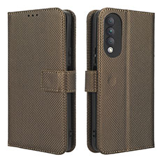 Custodia Portafoglio In Pelle Cover con Supporto BY1 per Huawei Nova 10z Marrone