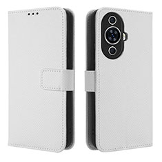 Custodia Portafoglio In Pelle Cover con Supporto BY1 per Huawei Nova 11 Bianco