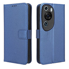 Custodia Portafoglio In Pelle Cover con Supporto BY1 per Huawei P60 Art Blu