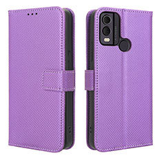 Custodia Portafoglio In Pelle Cover con Supporto BY1 per Nokia C22 Viola