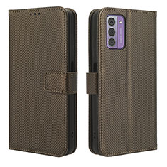 Custodia Portafoglio In Pelle Cover con Supporto BY1 per Nokia C300 Marrone