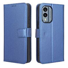 Custodia Portafoglio In Pelle Cover con Supporto BY1 per Nokia X30 5G Blu