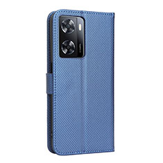 Custodia Portafoglio In Pelle Cover con Supporto BY1 per Oppo A57s Blu