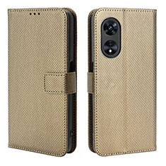 Custodia Portafoglio In Pelle Cover con Supporto BY1 per Oppo A58 5G Marrone