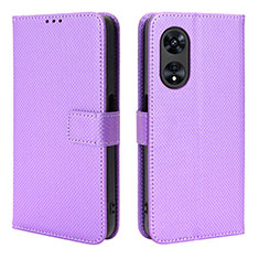 Custodia Portafoglio In Pelle Cover con Supporto BY1 per Oppo A78 5G Viola