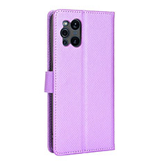 Custodia Portafoglio In Pelle Cover con Supporto BY1 per Oppo Find X3 Pro 5G Viola