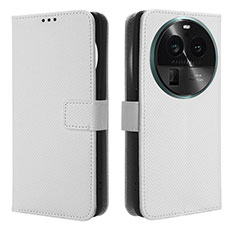 Custodia Portafoglio In Pelle Cover con Supporto BY1 per Oppo Find X6 5G Bianco