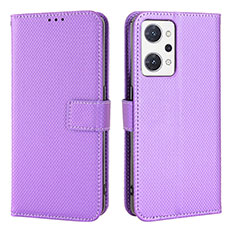 Custodia Portafoglio In Pelle Cover con Supporto BY1 per Oppo Reno7 A Viola