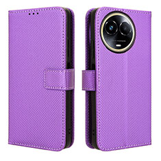 Custodia Portafoglio In Pelle Cover con Supporto BY1 per Realme 11X 5G Viola