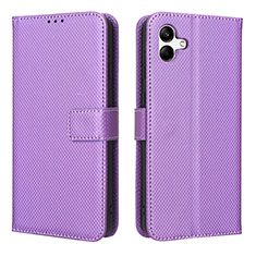 Custodia Portafoglio In Pelle Cover con Supporto BY1 per Samsung Galaxy M04 Viola