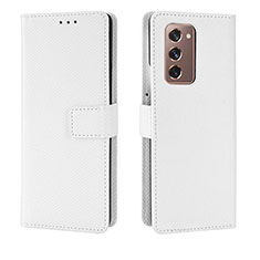 Custodia Portafoglio In Pelle Cover con Supporto BY1 per Samsung Galaxy Z Fold2 5G Bianco
