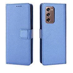 Custodia Portafoglio In Pelle Cover con Supporto BY1 per Samsung Galaxy Z Fold2 5G Blu