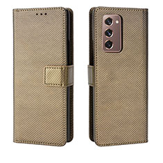 Custodia Portafoglio In Pelle Cover con Supporto BY1 per Samsung Galaxy Z Fold2 5G Marrone
