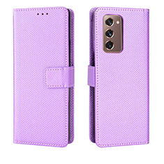 Custodia Portafoglio In Pelle Cover con Supporto BY1 per Samsung Galaxy Z Fold2 5G Viola