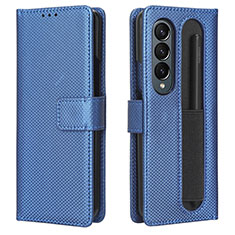Custodia Portafoglio In Pelle Cover con Supporto BY1 per Samsung Galaxy Z Fold3 5G Blu