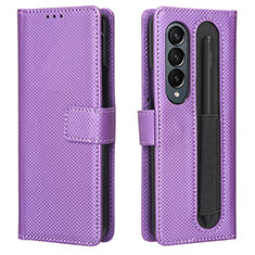 Custodia Portafoglio In Pelle Cover con Supporto BY1 per Samsung Galaxy Z Fold4 5G Viola